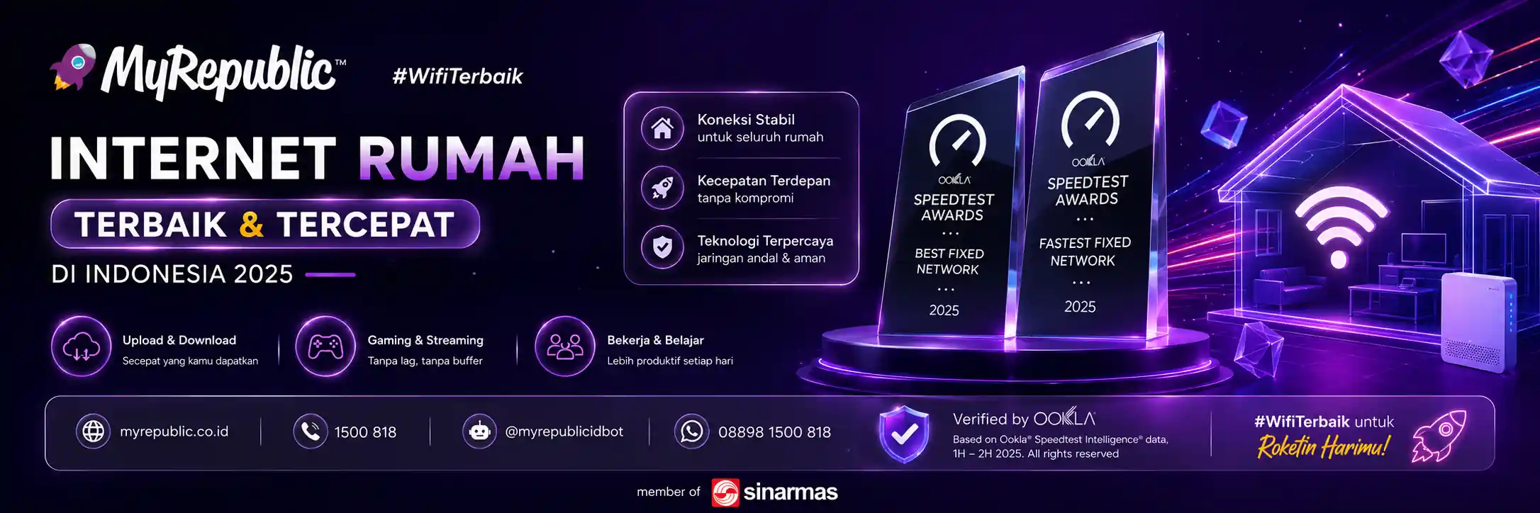 MyRepublic Penghargaan WiFi Tercepat di Indonesia Versi Speedtest Ookla
