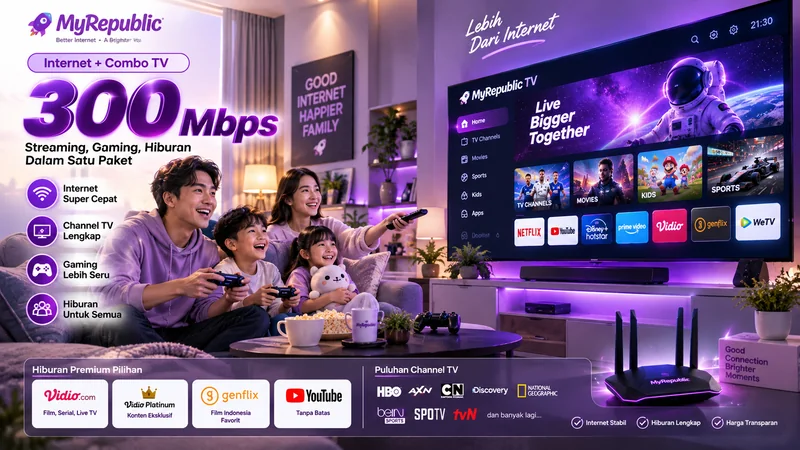 Paket WiFi VELO Combo TV 300 Mbps MyRepublic Pekanbaru